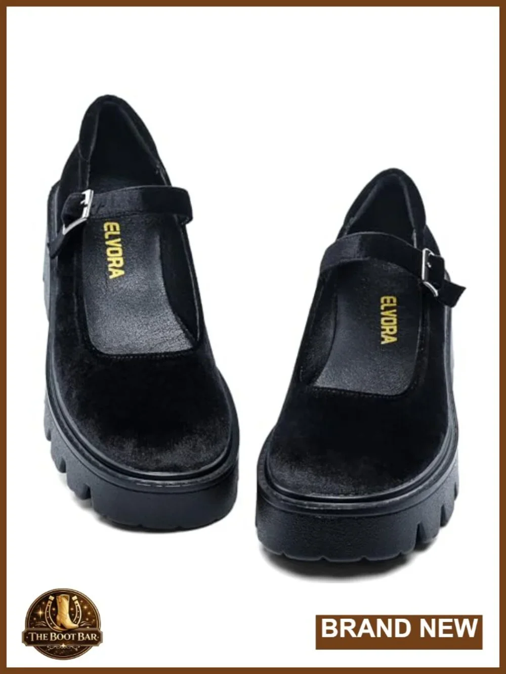 Women's Platform Mary Jane Pumps with Adjustable Ankle Strap, PU Leather Chunky